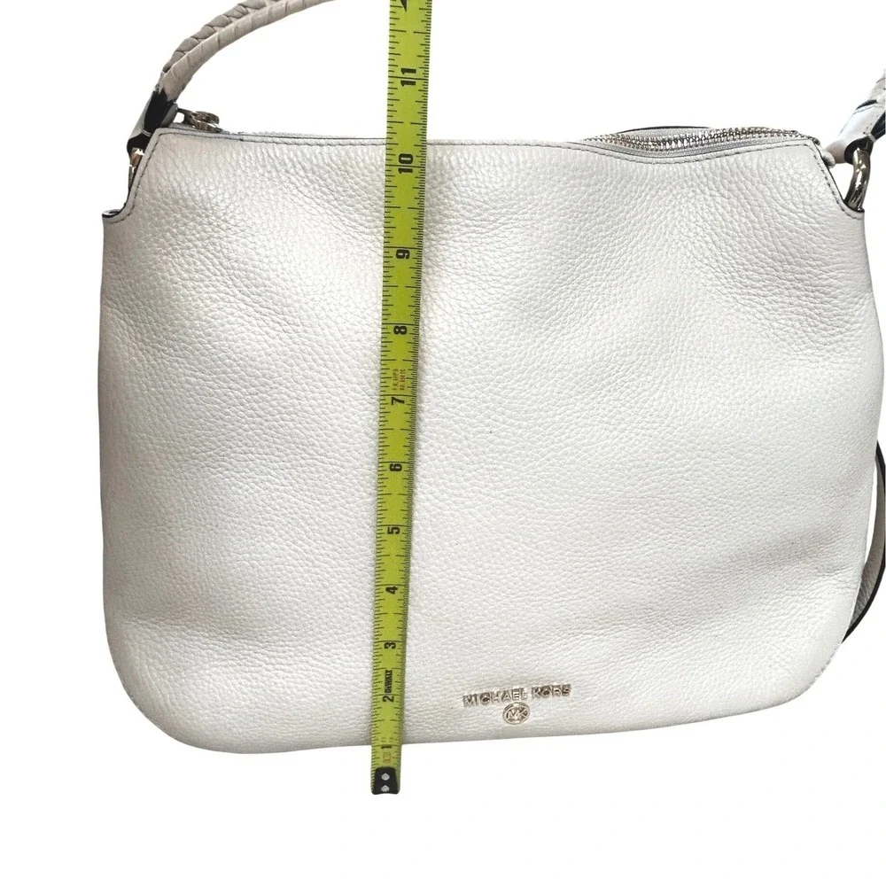 Michael Kors Cream Pebbled Leather Braided Handle Hobo ShoulderBag Gold Hardware